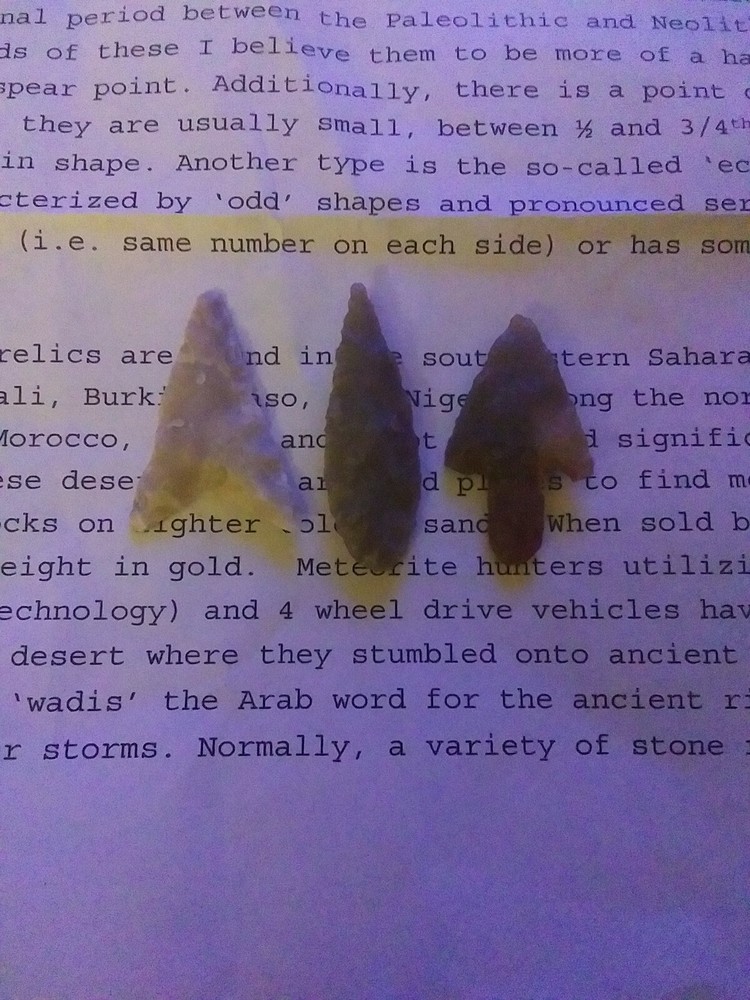 3 mixed Sahara Neolithic projectile points/tools Range from 4000 to 9000 yrs old