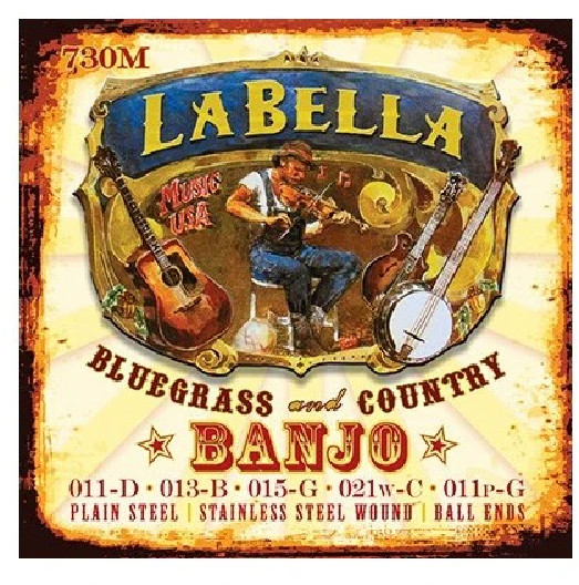 LABELLA 5-STRING BANJO STRING SET STAINLESS WOUND WOUND BALL END MEDIUM 730M-BE