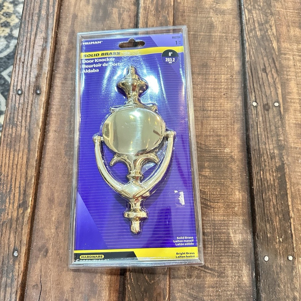Hillman Door Knocker Solid Brass Traditional 8" w/Hardware New