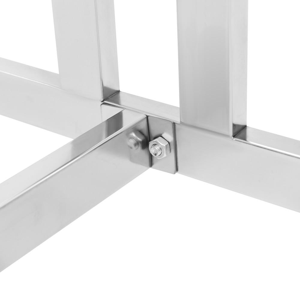 Adjustable Height 6-Arm Silver Garment Display Rack with Wheels