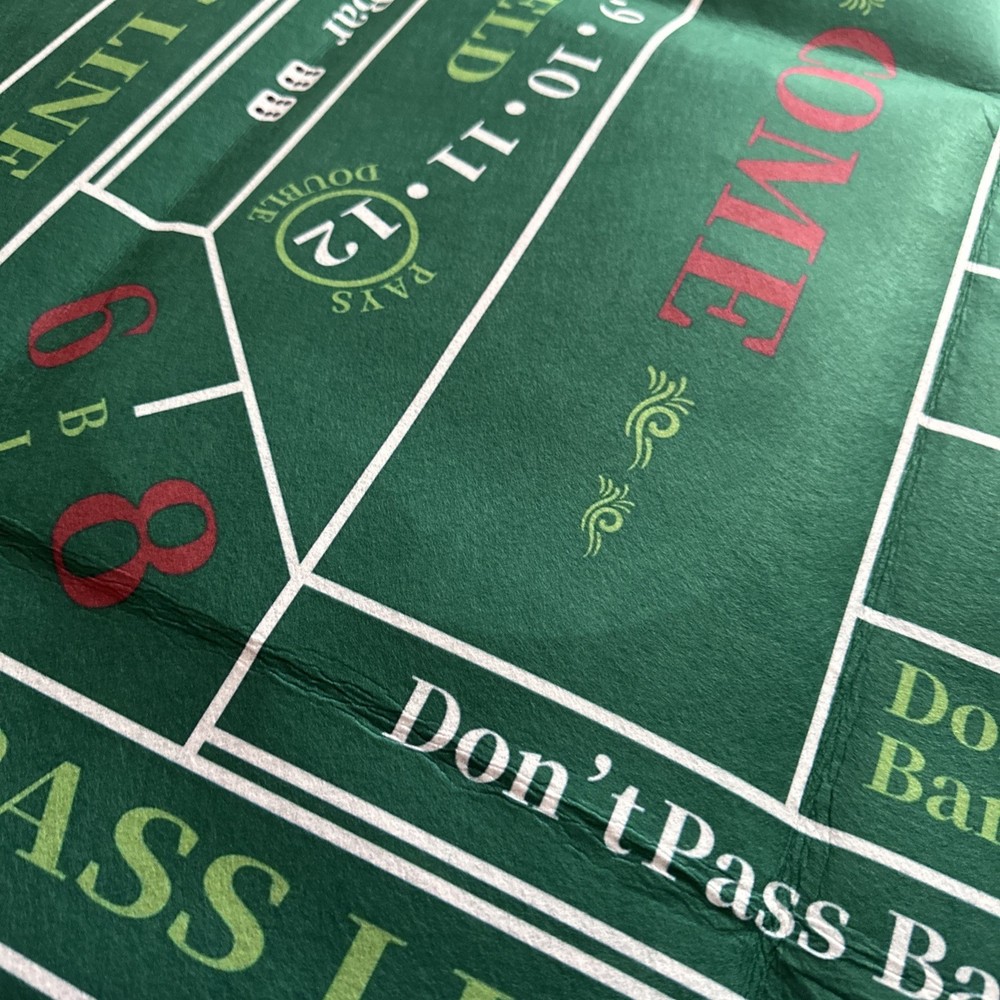 Large Craps & Roulette Table Top Felt Double Sided 70” X 35”