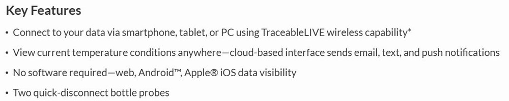 Traceable 650 Wi-Fi Data Logging Refrigerator/Freezer Thermometer