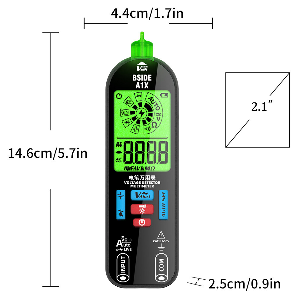 A1X Digital LCD Multimeter DC/AC Voltage Tester Resistance Meter with Flashlight