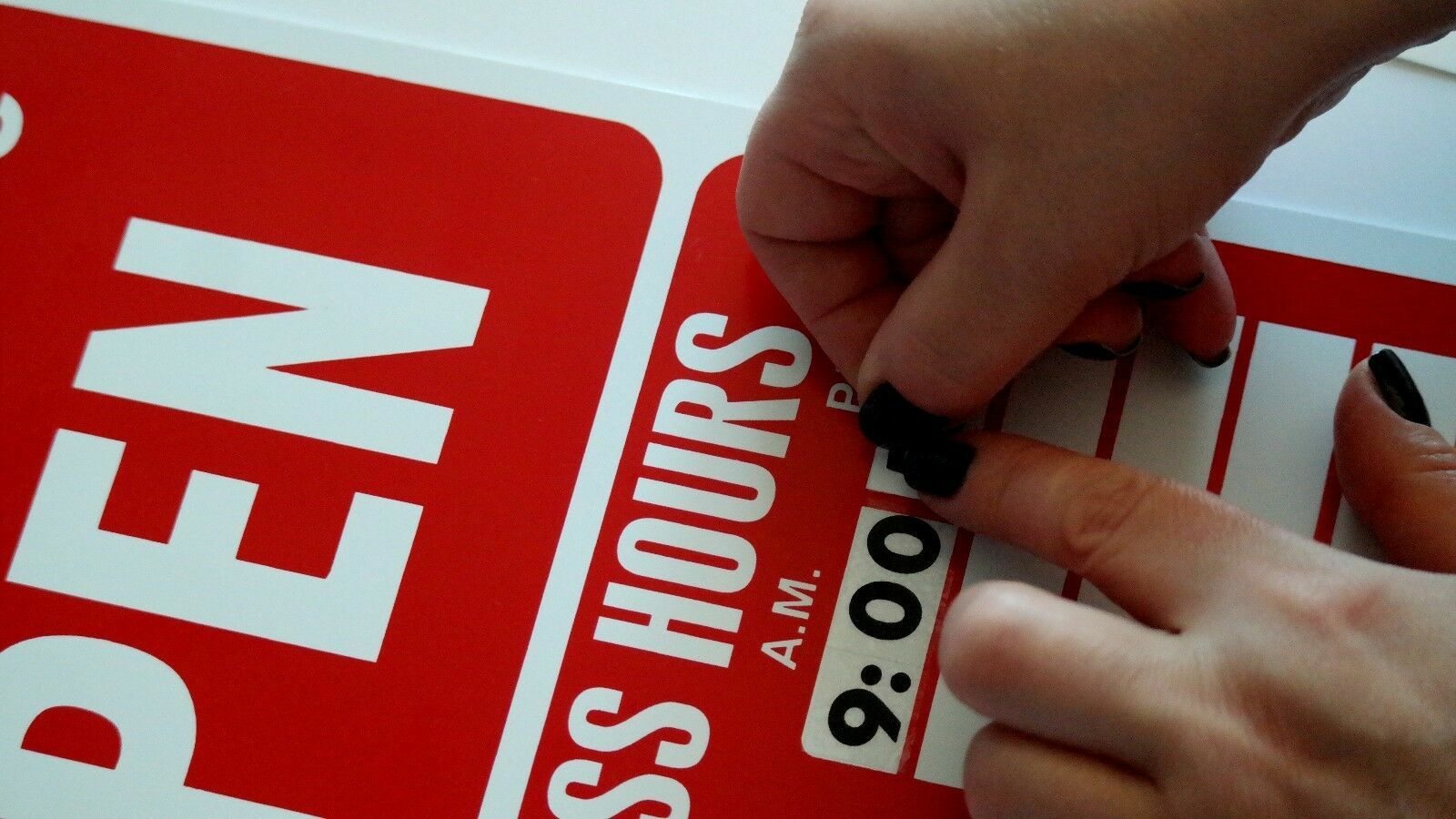 OPEN CLOSED BUSINESS OPEN HOURS SIGN Store Hours of Operation Window Glass Door