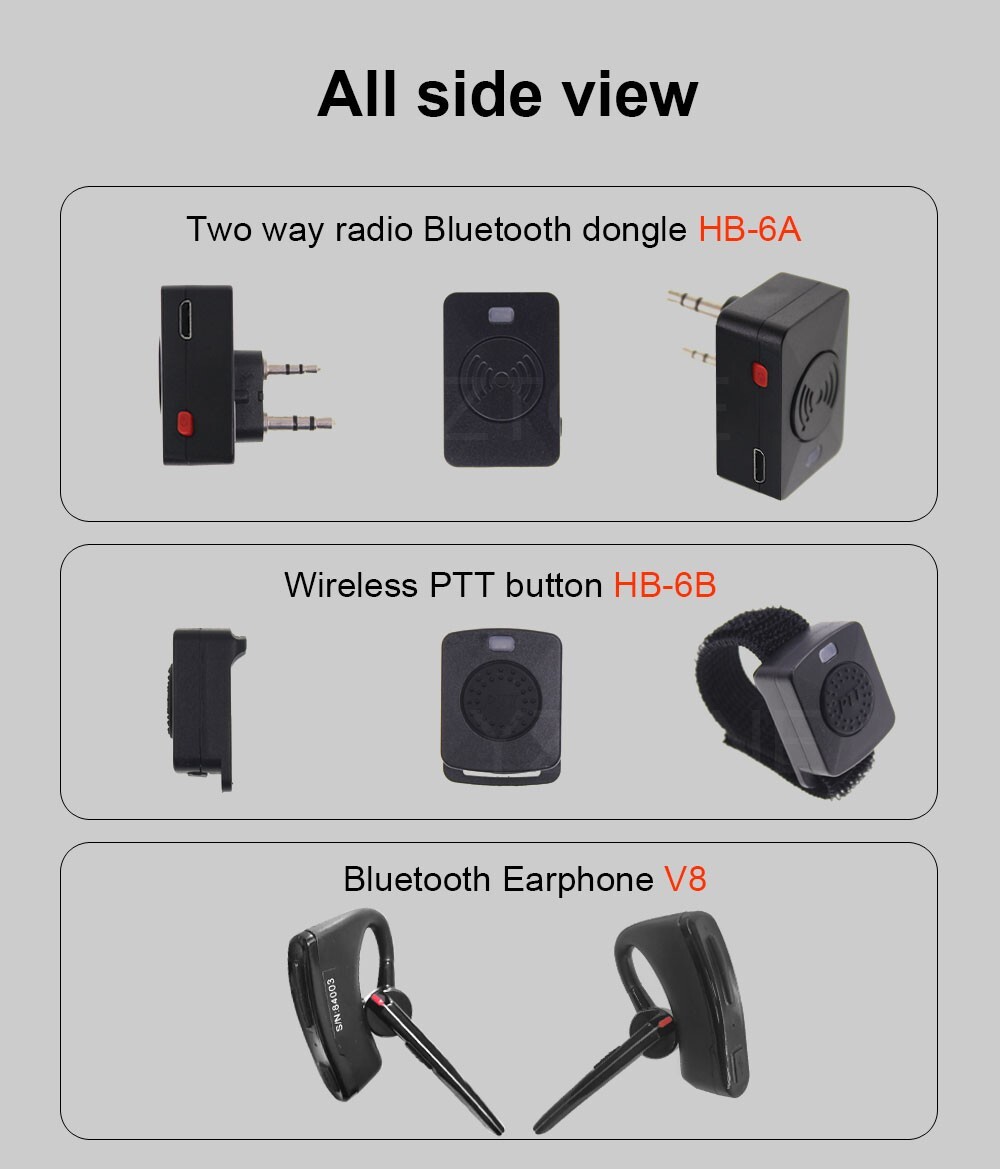 Wireless Hands-free PTT Bluetooth Earphone K1 Plug For UV-82 UV-5R Walkie talkie