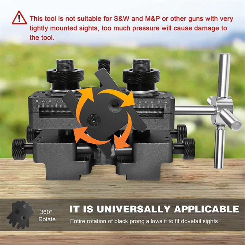 Sight Pusher Tool Front & Rear Sight Prong Assembly Tool for 1911Glock Sig Black