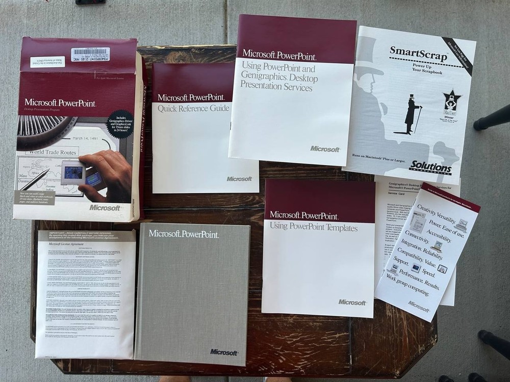 Apple Macintosh Microsoft PowerPoint 1987-1989 year. Vintage software