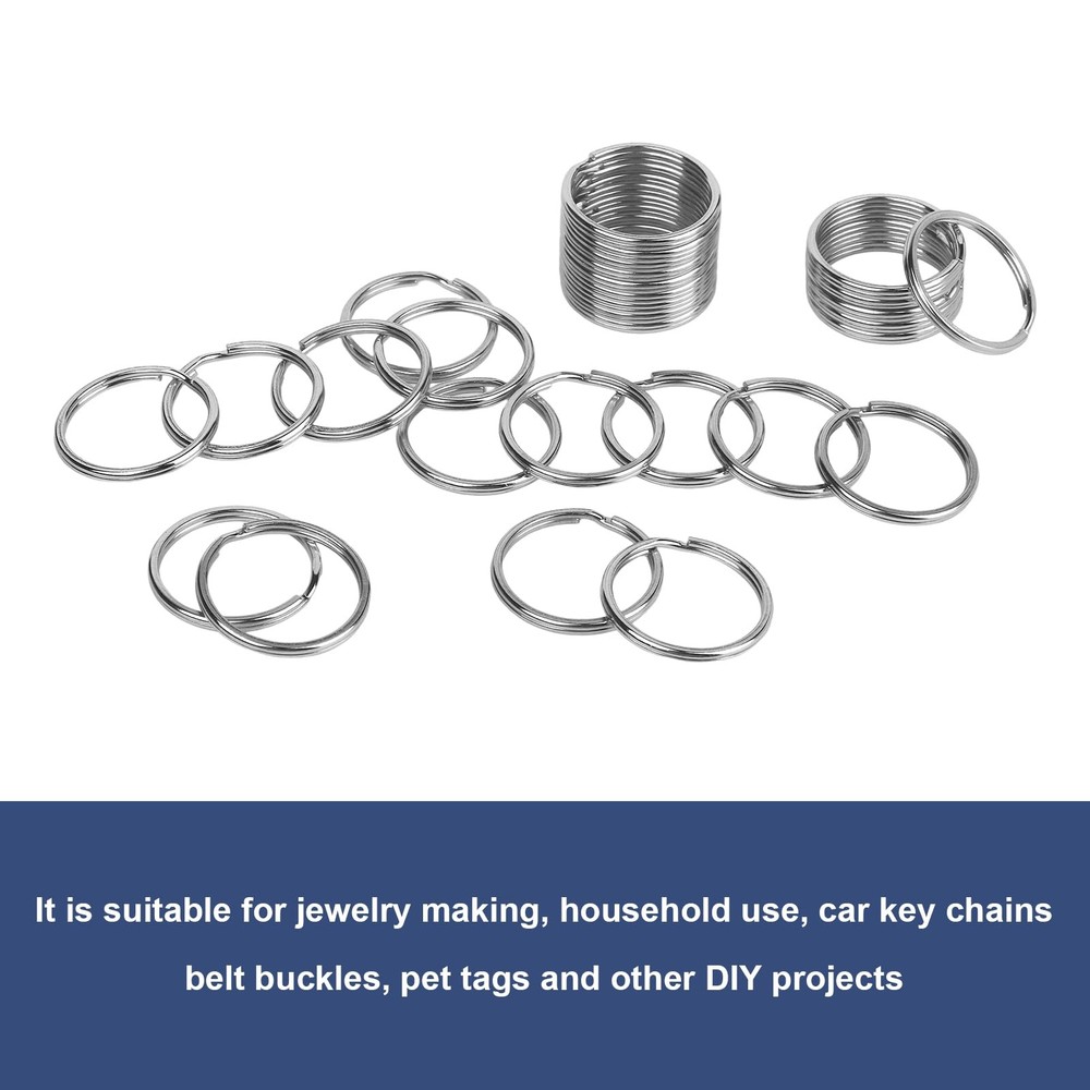 200PCS Split Key Rings,Bulk Rings Silver Ring Accessories for silvery