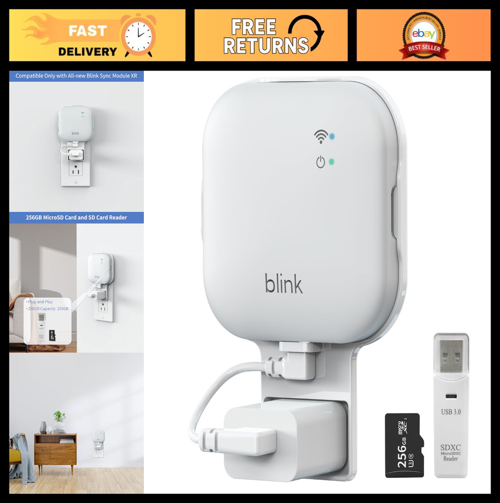 256GB MicroSD Card & No-Drill Mount for Blink Security Cameras, USB-C Cable, SD