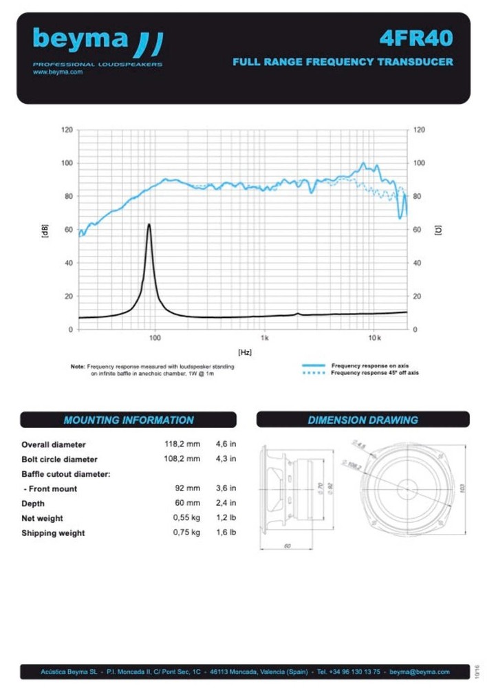 Beyma Full-Range Loudspeaker 4FR40