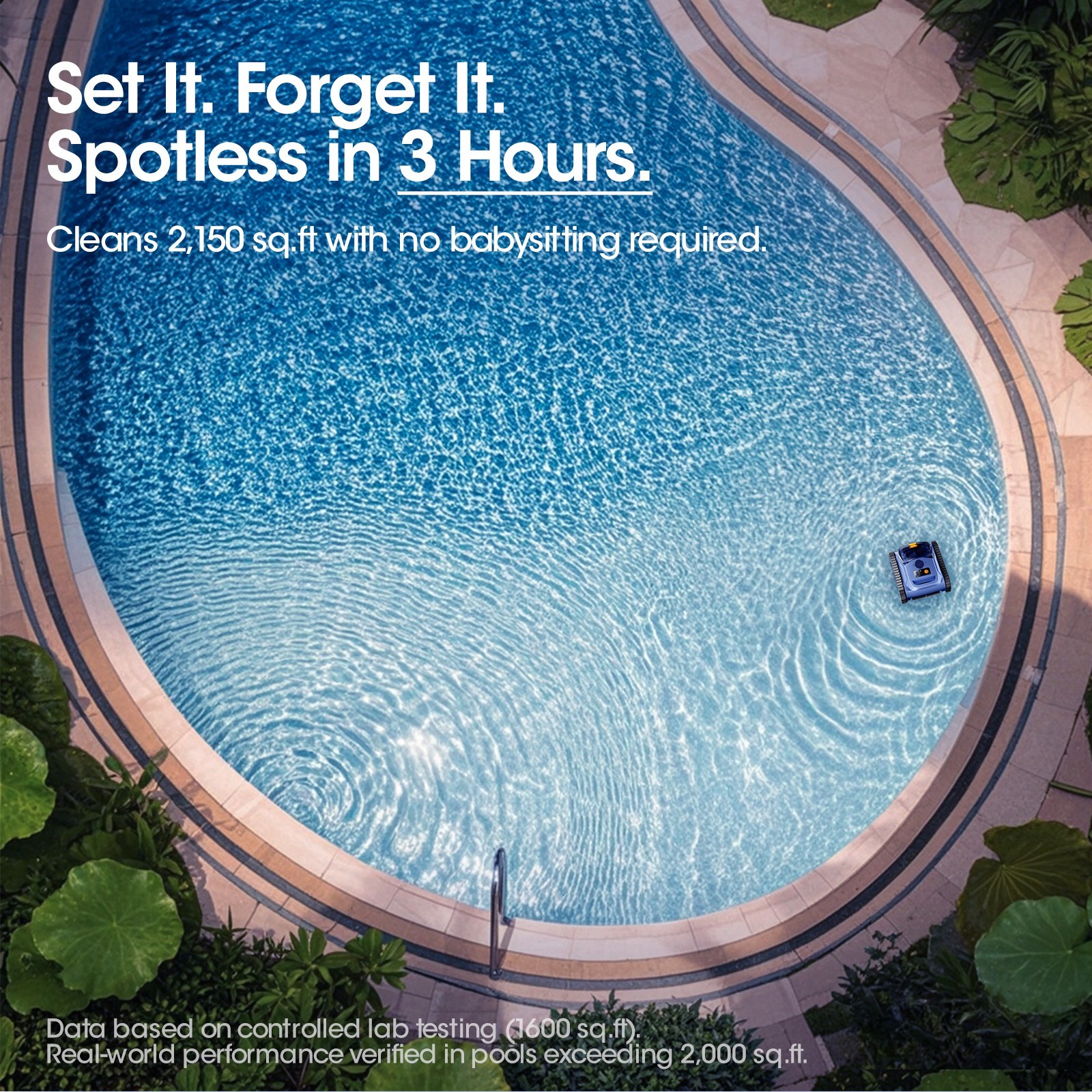 Seauto Cordless Robotic Pool Vacuum Wall Waterline Pool Cleaner with Track Drive