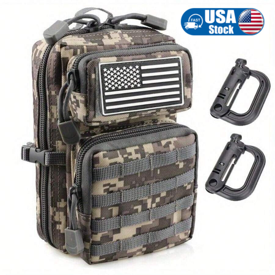 Tactical Molle Zippered Pouch EDC Waist Pack Hiking