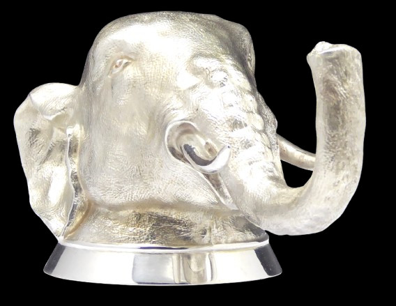 ABSOLUTELY STUNNING SOLID SILVER ELEPHANT STIRRUP CUP