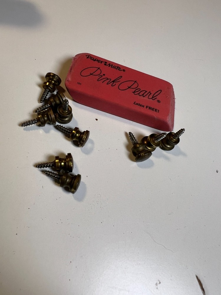 10: Tiny Small Vintage Mid Century Solid Brass Feet Knobs Handles Screw Hardware