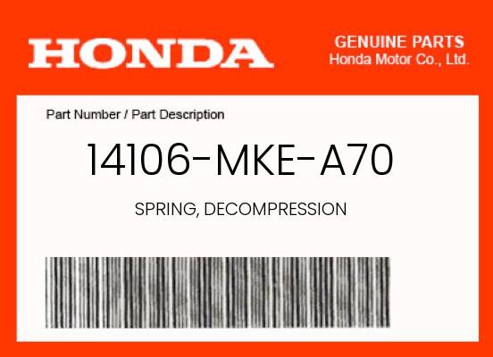 Honda Genuine Spring, Decompression - 14106-Mke-A70