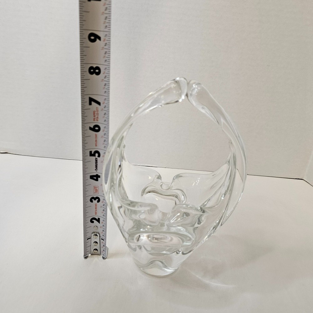 Clear Crystal Basket Split Handled Glass Vase Candy Holder