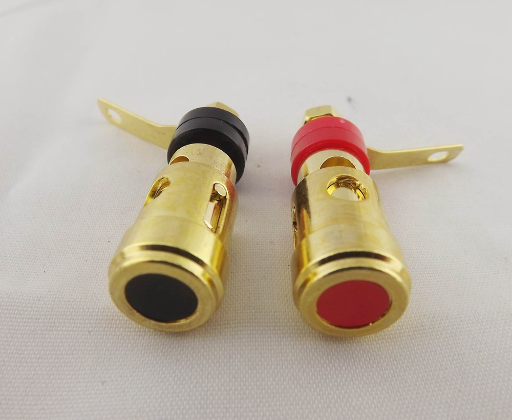 5 Pair Gold Speaker AMP Terminal Binding Post Spring Loaded Press Type Red Black