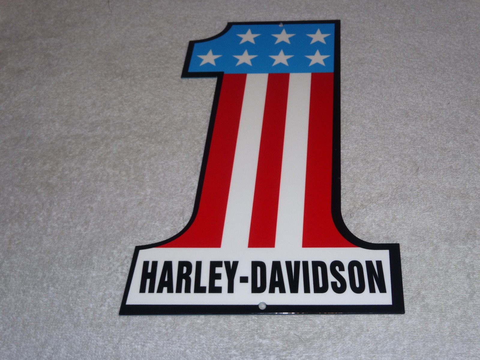 VINTAGE HARLEY DAVIDSON #1 MOTORCYCLES 12" METAL GASOLINE & OIL MOTORCYCLE SIGN!