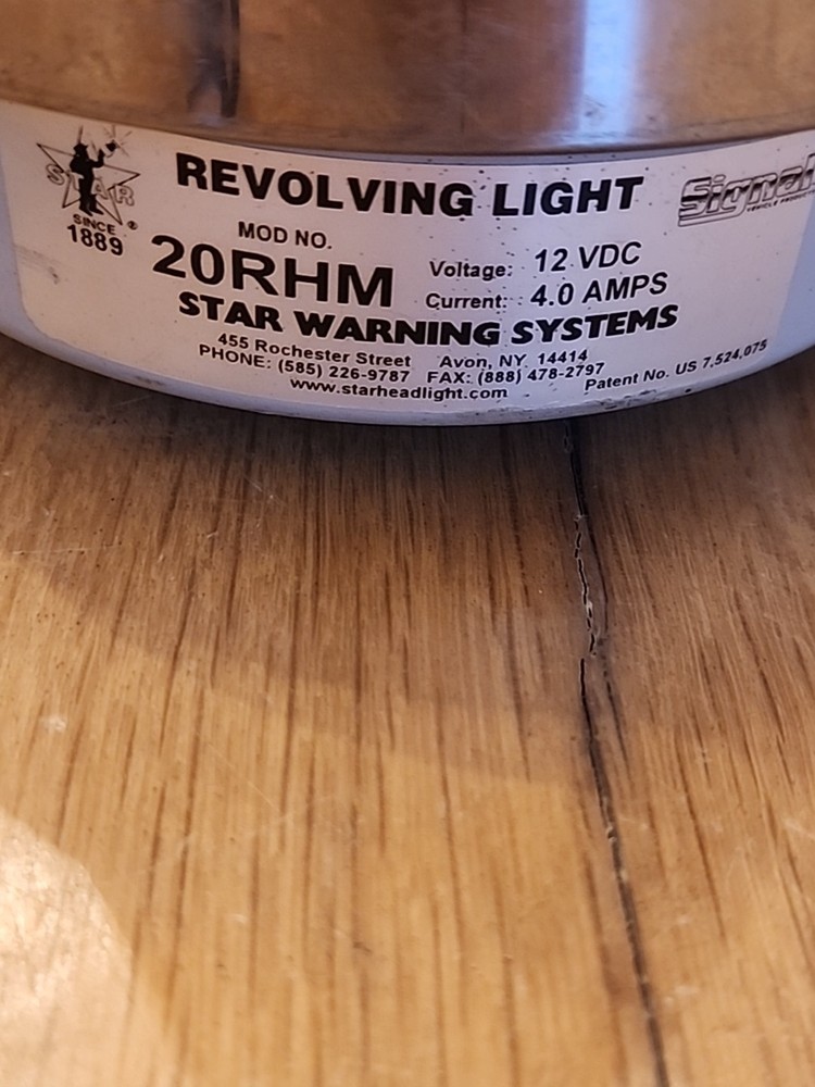 Star Warning Systems Model 200 RHM Rotating Beacon Light (Amber) MAGNETIC BASE