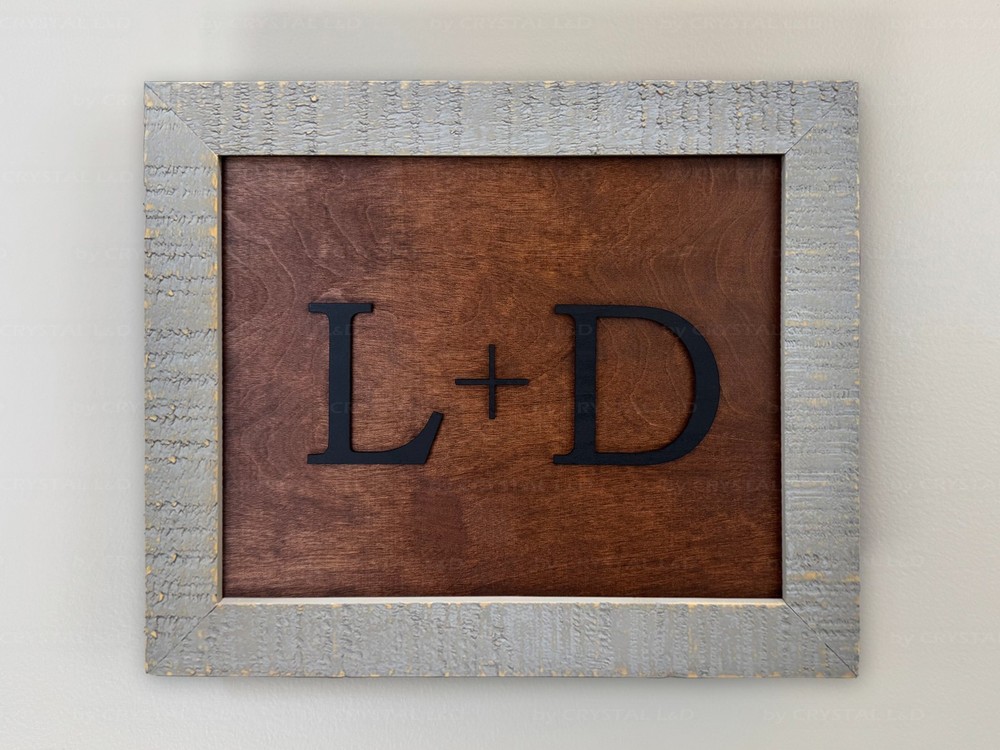 Hidden Gun Storage Wall Art – Personalized Concealment Case 3D Initials *GRAY