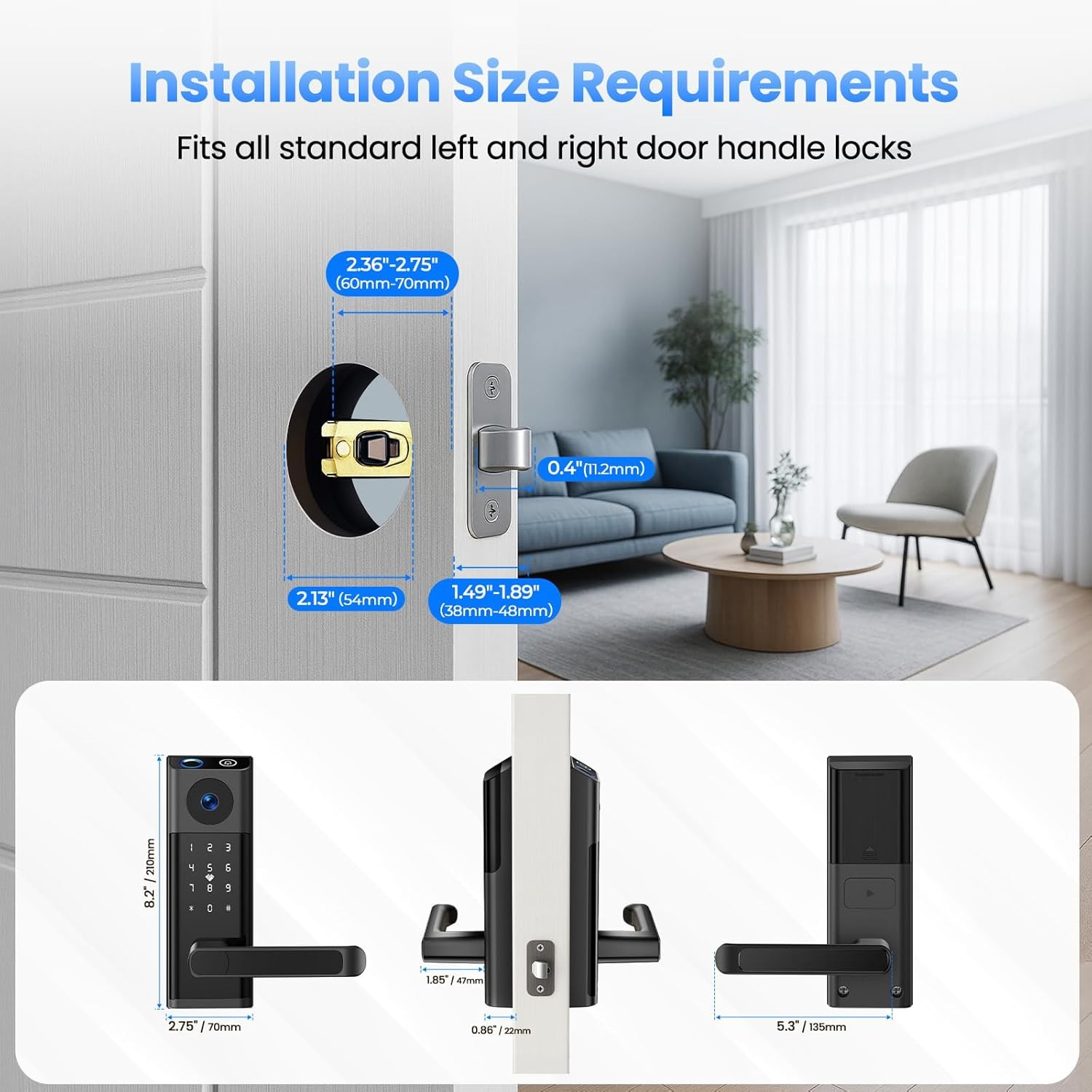 WiFi Video Smart Lock with Camera & Doorbell Keyless Entry Handle for Front Door