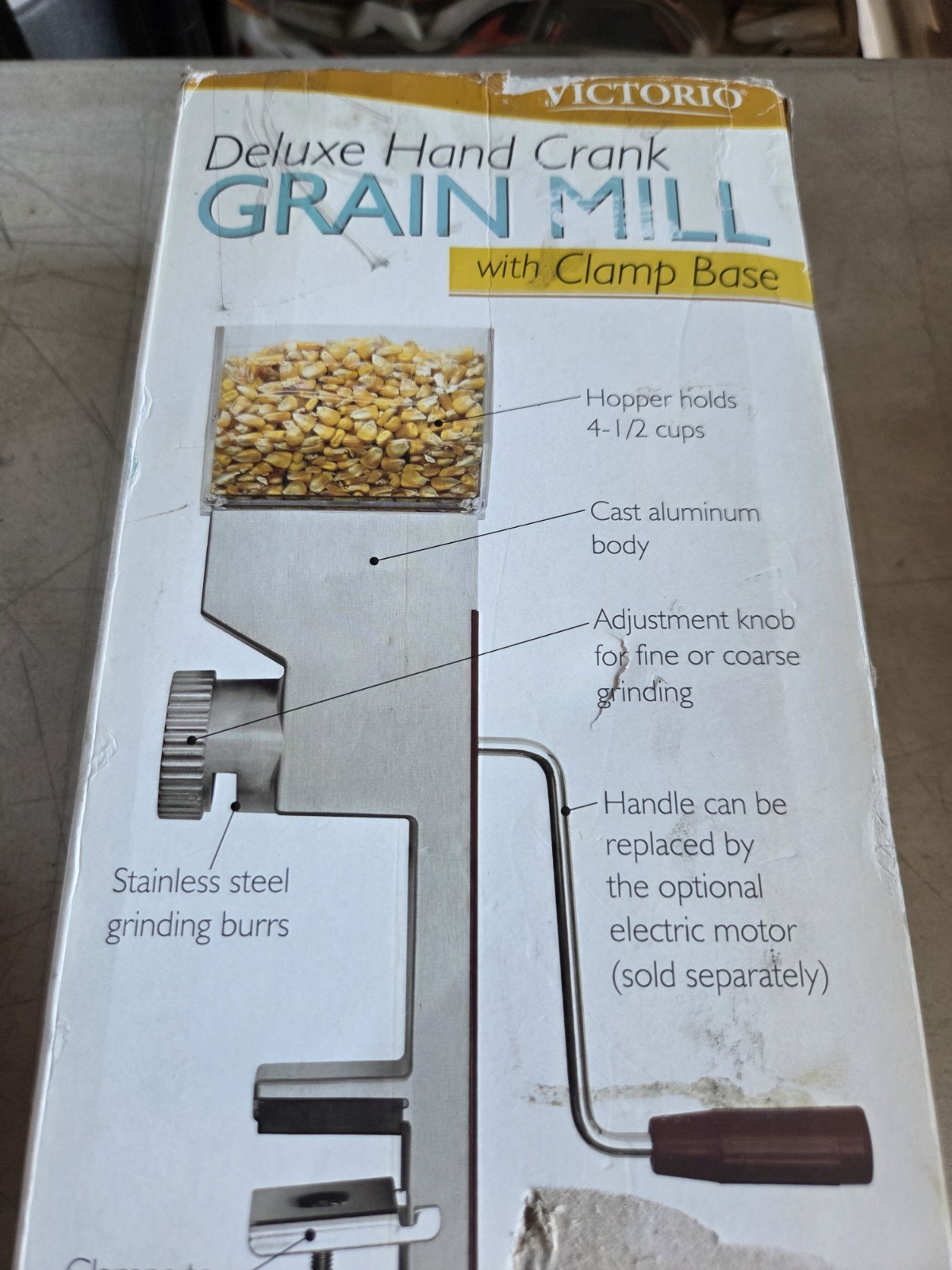Brand New Victorio Kitchen Crop VKP1024 Deluxe Grain Mill Hand Crank