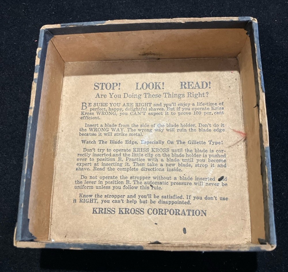 Vtg 1920s Kriss Kross Stropper Razor Blade Mechanical Sharpener