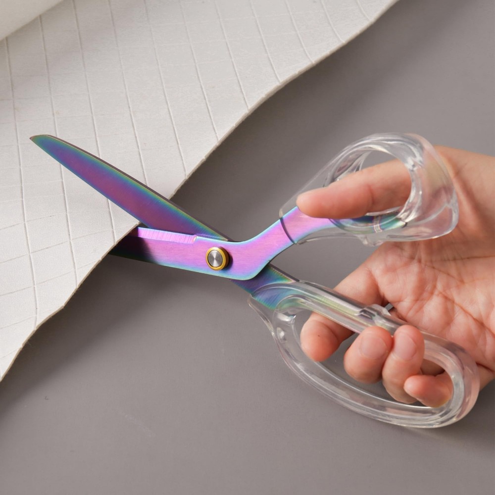 Acrylic Rainbow Scissors, 9” Ultra-Sharp Titanium Coated Blades and Sharp