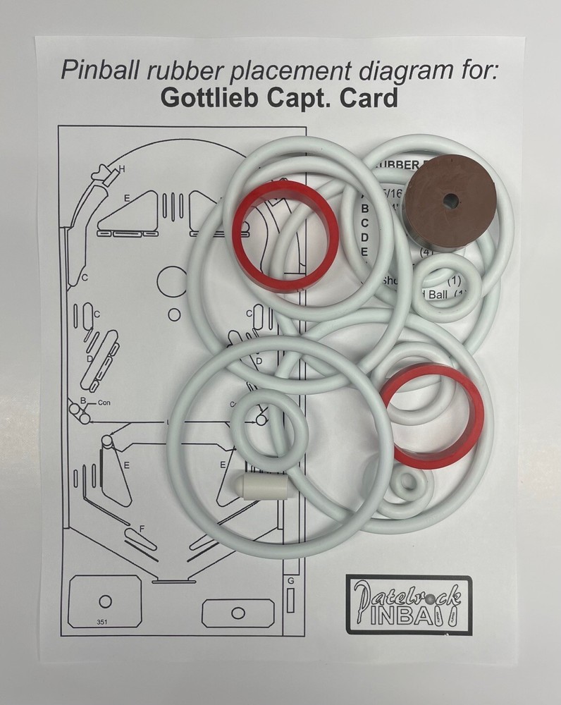 1974 Gottlieb Capt. Card Pinball Machine Rubber Ring Kit