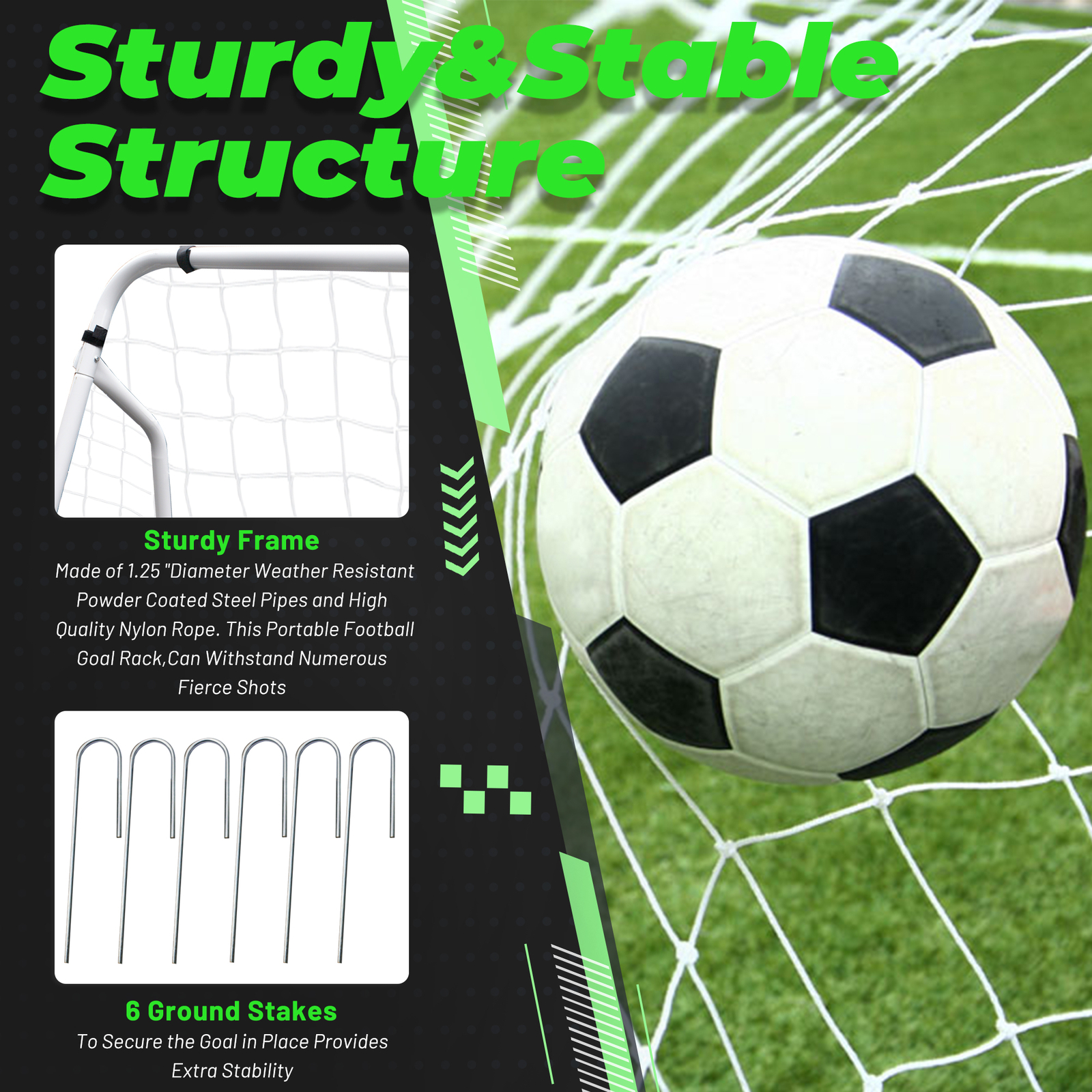 12 x 6' Soccer Goal Net Steel Frame Backyard Football Training Set Portable