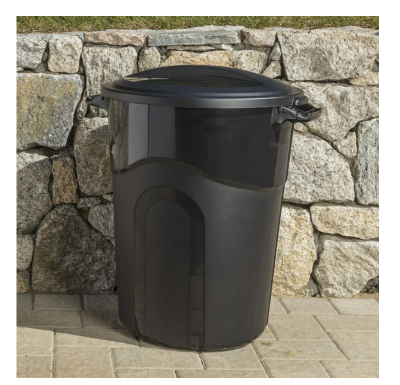 Hyper Tough 32 Gallon Heavy Duty Plastic Garbage Can, Included Lid, Black