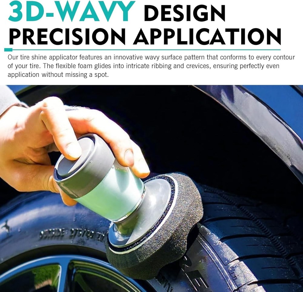 Tire Shine Applicator, Reusable Soft Tire Dressing Applicator Pad with Integr...