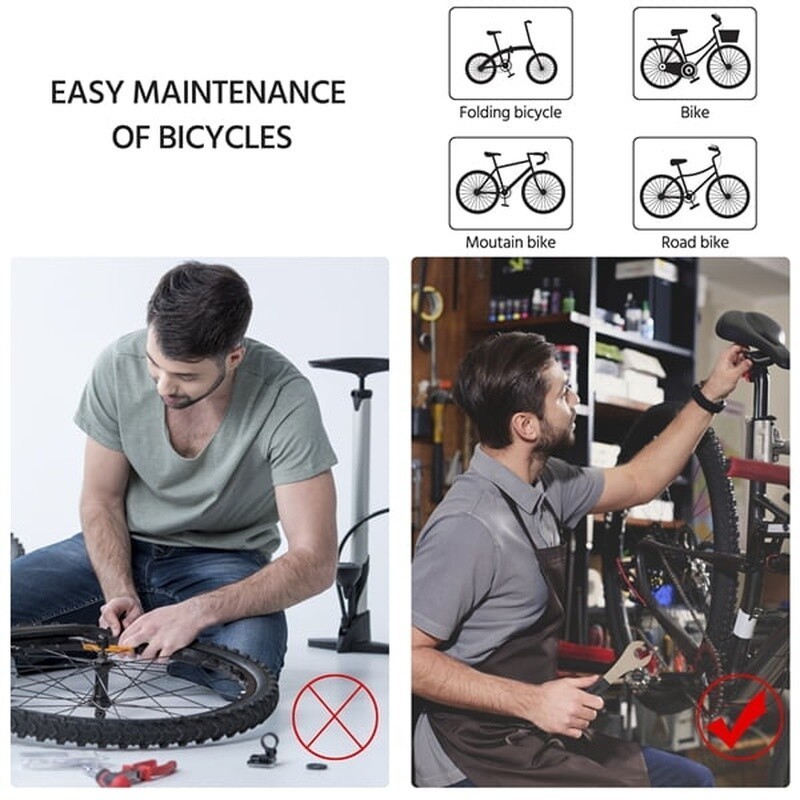 Adjustable Foldable Bike Repair Stand W/ Quick Release Tool Tray Stable Design