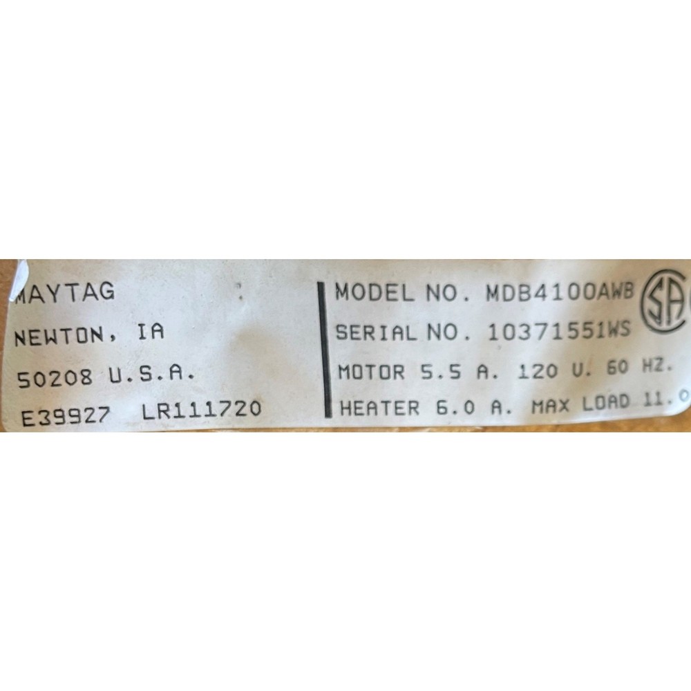 Used Maytag Dishwasher Control Panel Barrier 99001545