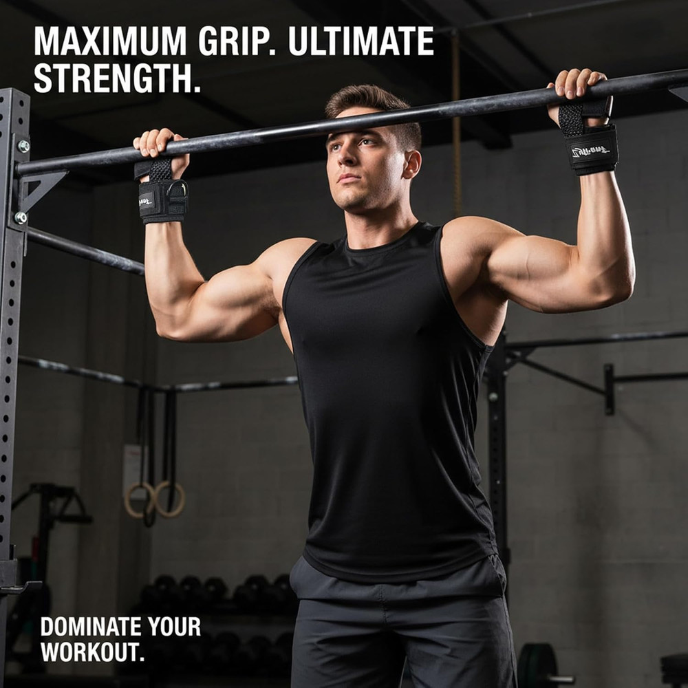 Heavy-Duty Weight Lifting Straps with Cuffed D Ring for Enhanced Grip