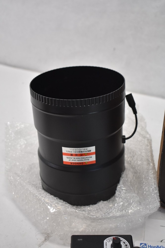 Hon & Guan Inline Duct Fan 6" Fan w Variable Speed Controller 469 CFM Black