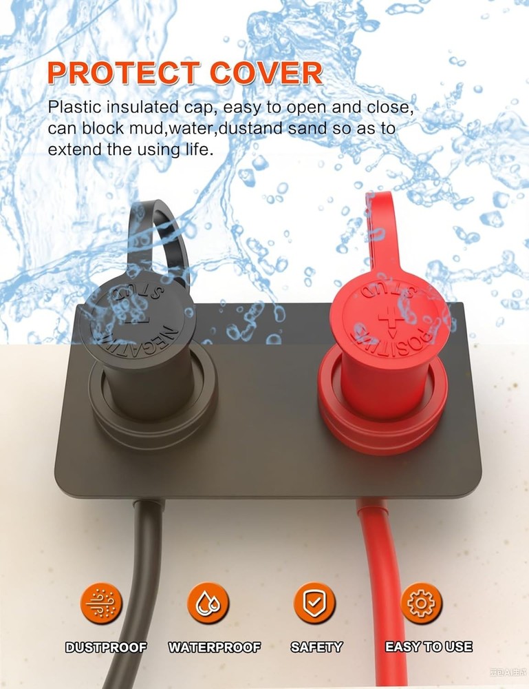 Versatile Battery Relocation Kit: 250A Remote Jump Post with Durable Cables
