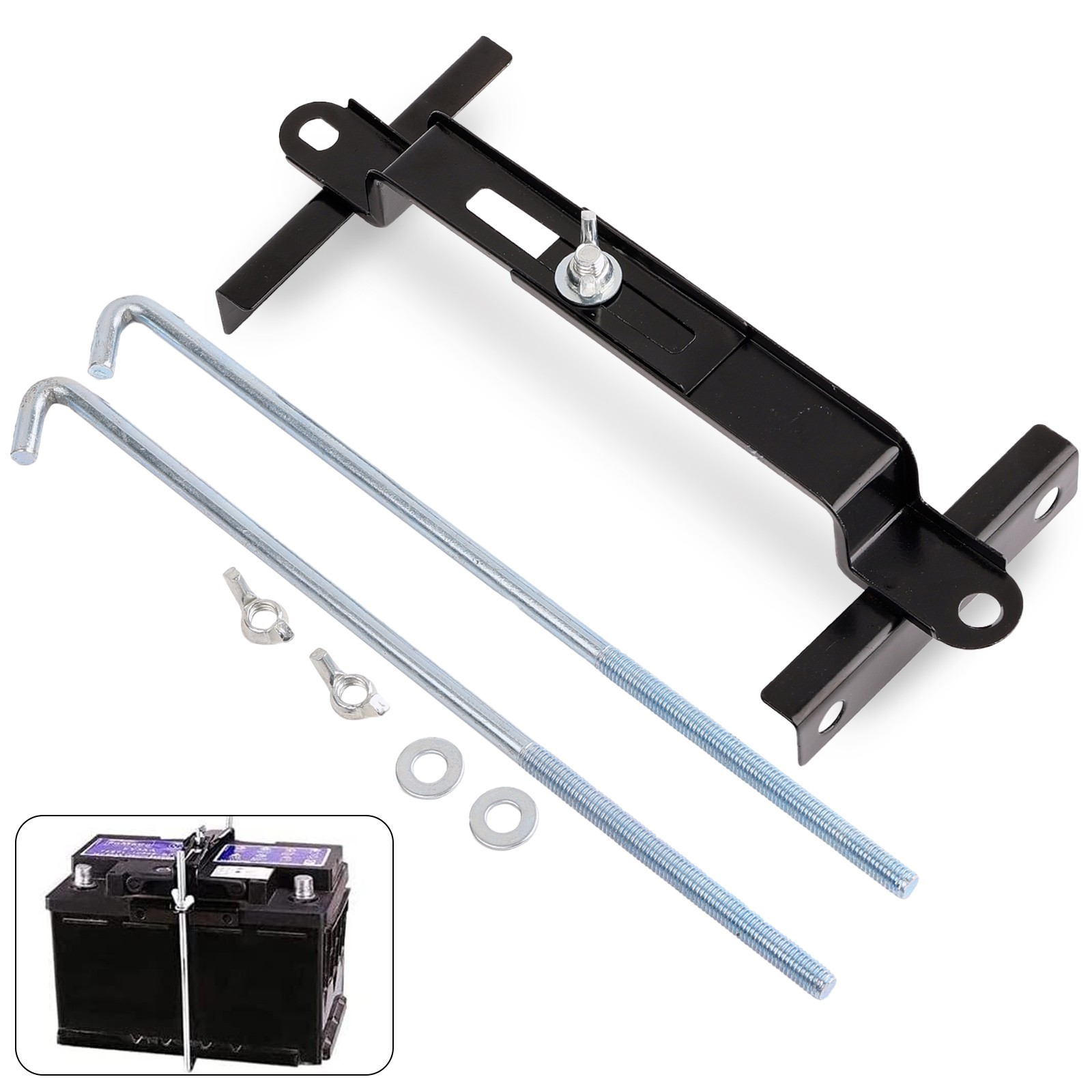 Adjustable Crossbar Storage Battery Hold Down Holder Bracket Rack Car Universal