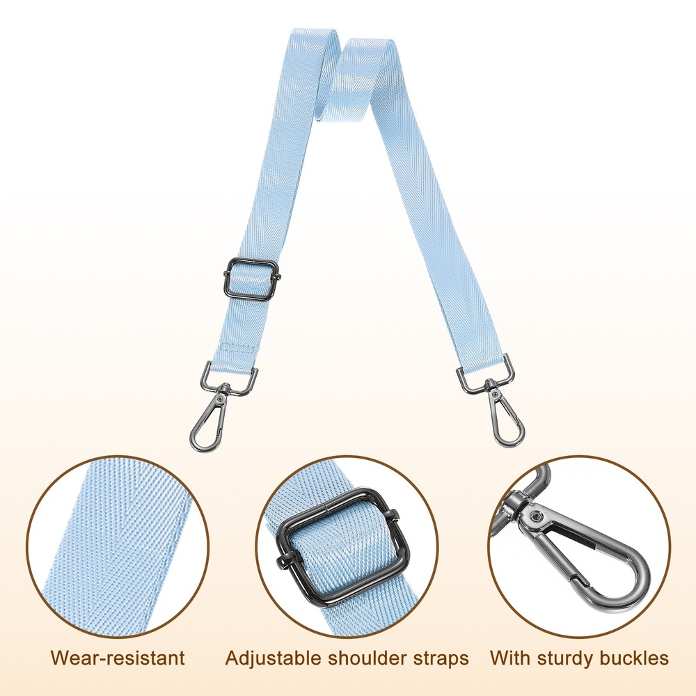 2.5cm Wide Shoulder Strap, Sky Blue, Black Pull Core Buckle
