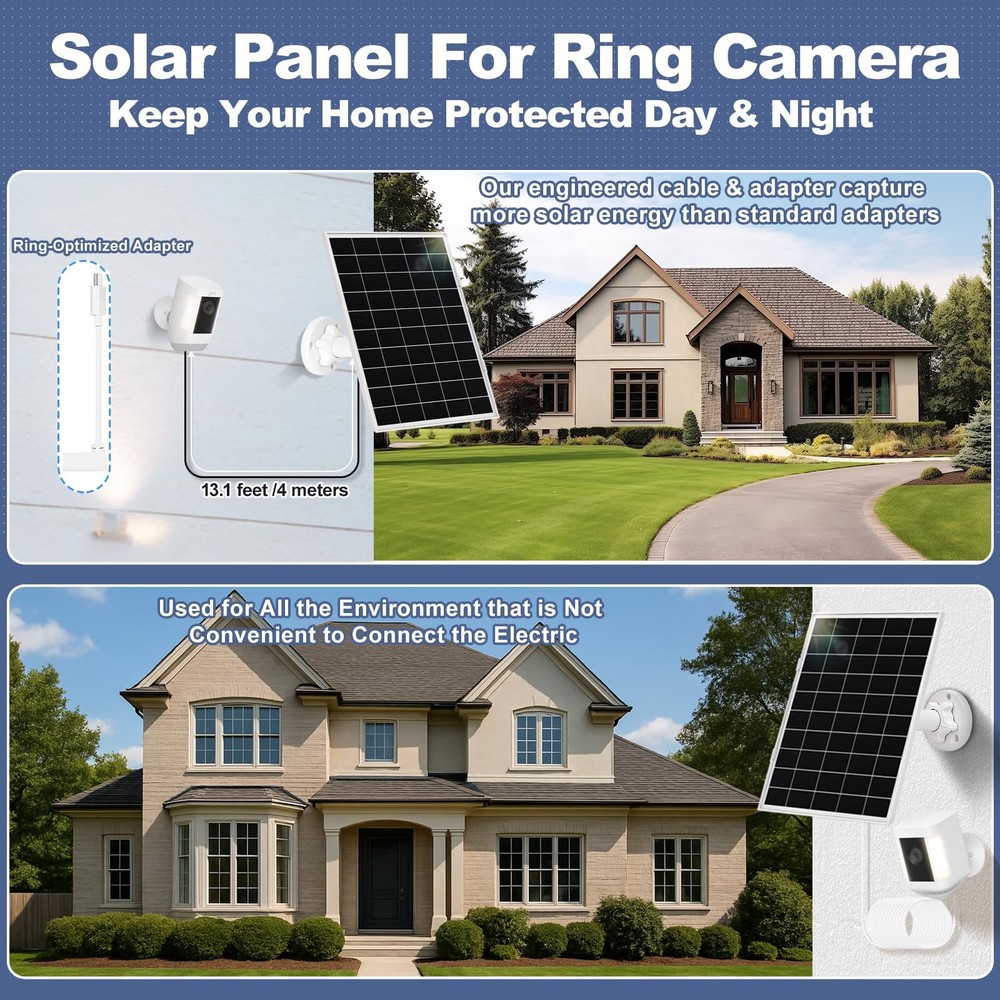 2 Pack 8W Solar Panel for Ring Camera Outdoor Wireless, Compatible with Outdo...