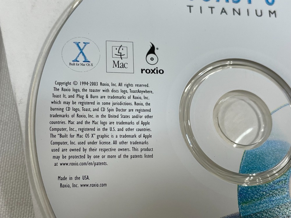 Vintage 2003 Toast 6 Titanium Adaptec CD-ROM Recording Software Mac OS Computer
