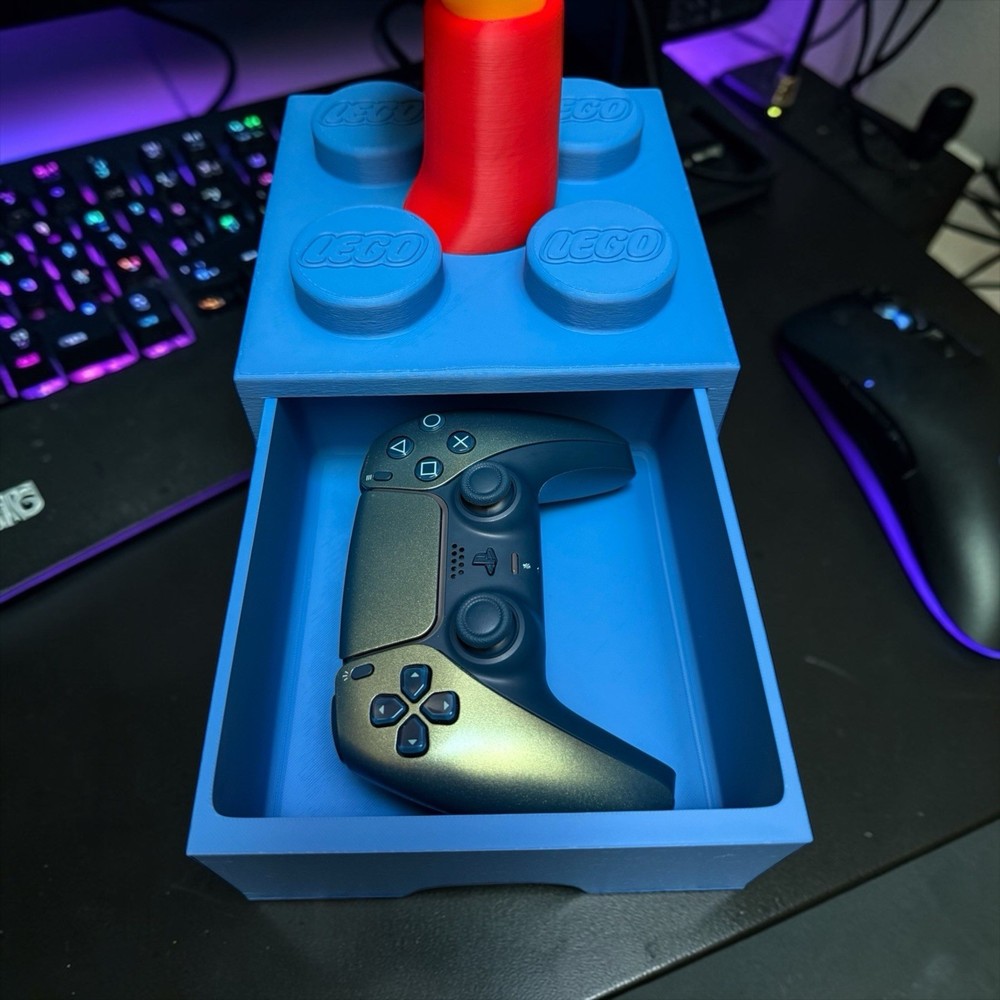 3D Printed Lego Inspired Hand Controller Holder Brick Drawer