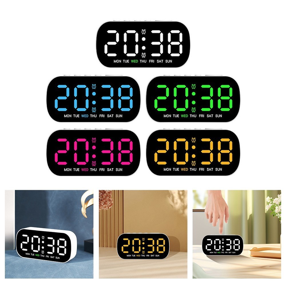 Voice Activated Tabletop Clock LED Display with Temperature Date and Week