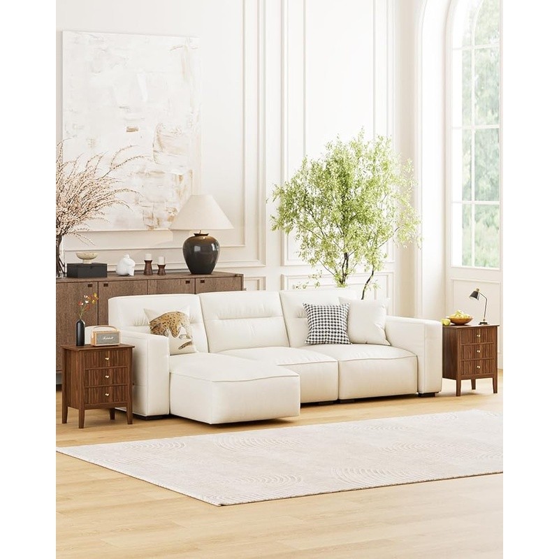 Stylish Nightstand W/ Ample Storage Elegant Bedside Table Minimalist Design New