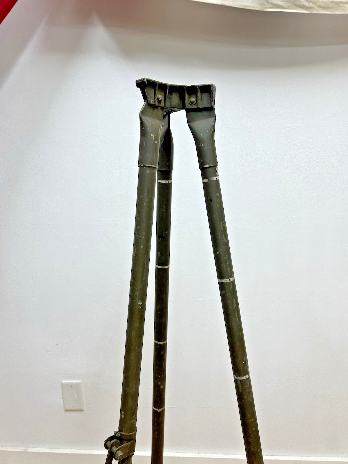 Vintage ALUMINUM TRIPOD metal military transit light stand survey industrial 4'