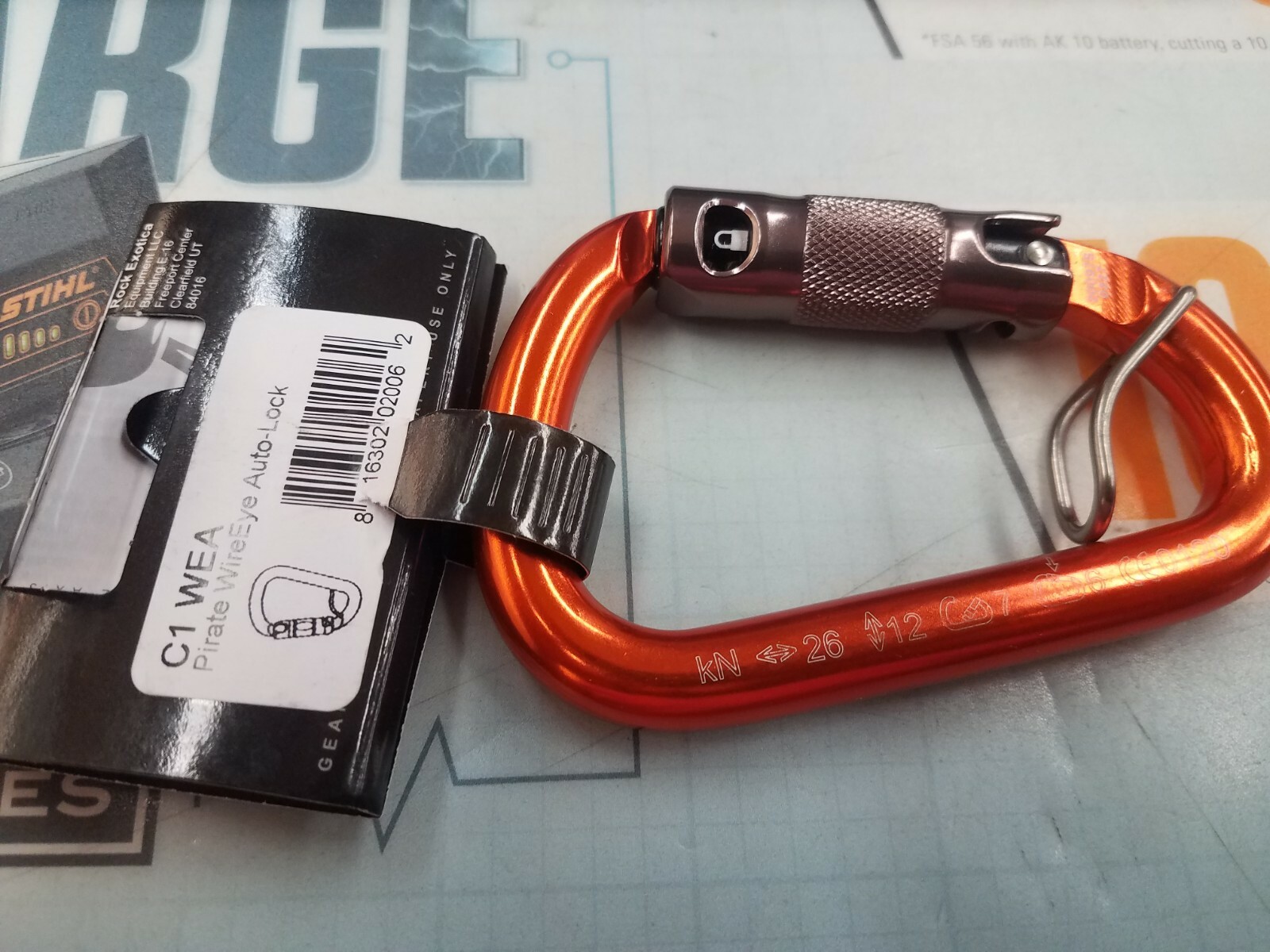 NEW ROCK EXOTICA PIRATE WIRE EYE AUTO-LOCK CARABINER PART # C1WEA