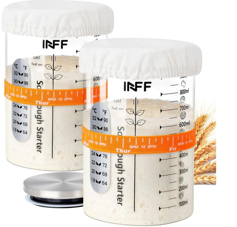 2 Pack Sourdough Bread Starter Kit- 34 oz Large Capacity
