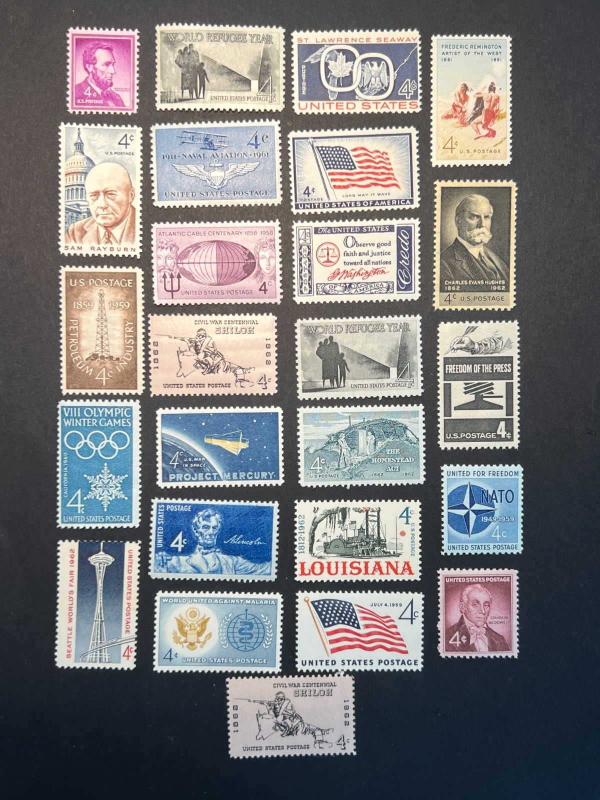 25 Unused 4¢ US Vintage Postage Stamps | NO DUPLICATES | MNH | FREE SHIPPING!