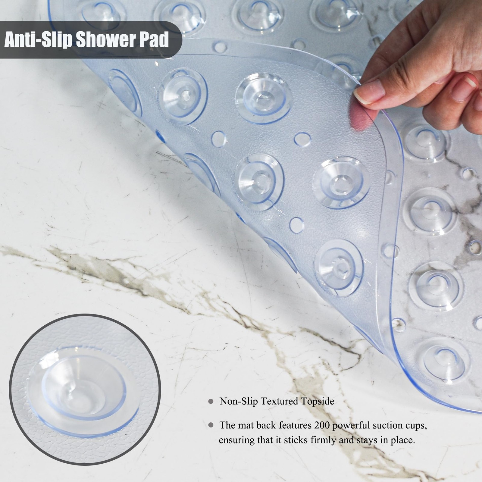 40 x 16 Inch Machine Washable Tub Mats With Suction Cups And Drain Holes Perfect