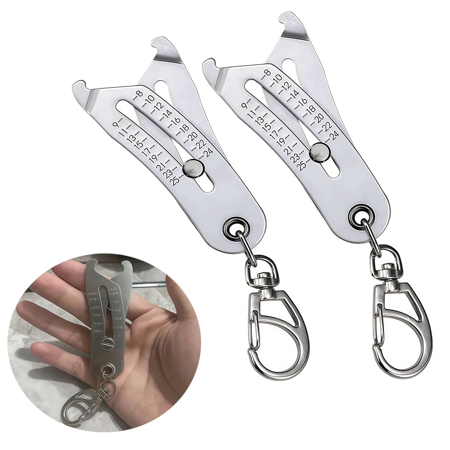 Bolt and Nut Identifier Gauge Size Gauge Precise Bolt Size Finder Keychain Tool